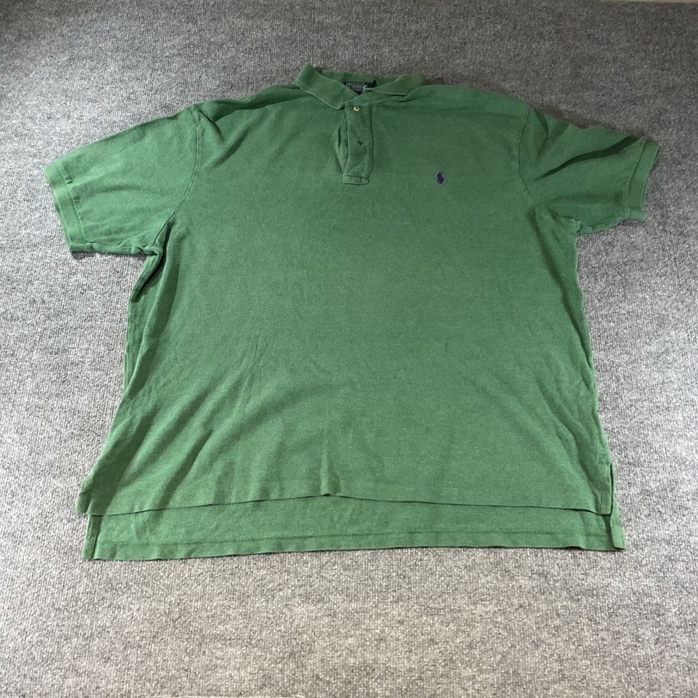 Polo Ralph Lauren Mens 3XB Big Green Short Sleeve Pique Polo Shirt Purple Pony